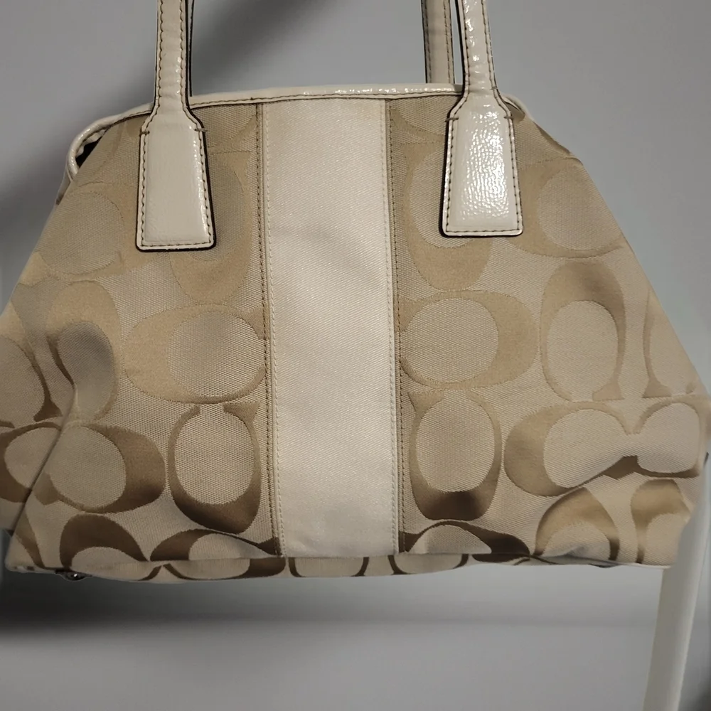 Coach Signature Stripe Framed Carryall.